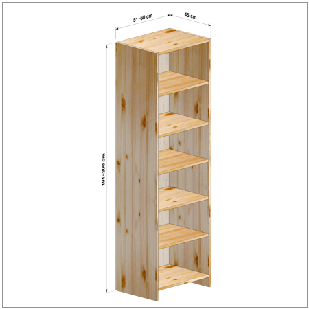 横幅51～60／高さ191～200／奥行45cmの本棚ユニット
