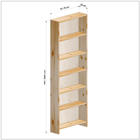 横幅61～70／高さ191～200／奥行20cmの本棚ユニット