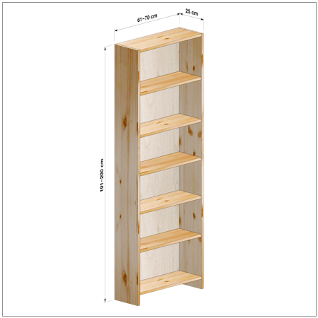 横幅61～70／高さ191～200／奥行25cmの本棚ユニット