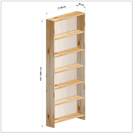 横幅71～80／高さ191～200／奥行20cmの本棚ユニット