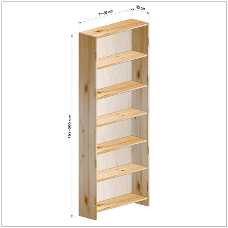 横幅71～80／高さ191～200／奥行25cmの本棚ユニット