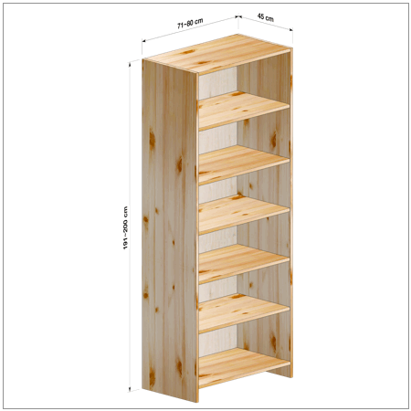 横幅71～80／高さ191～200／奥行45cmの本棚ユニット