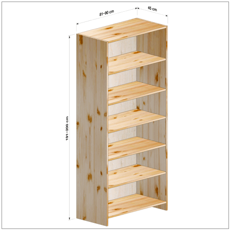 横幅81～90／高さ191～200／奥行45cmの本棚ユニット