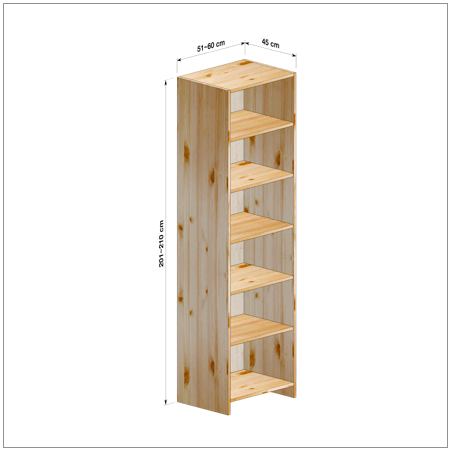 横幅51～60／高さ201～210／奥行45cmの本棚ユニット