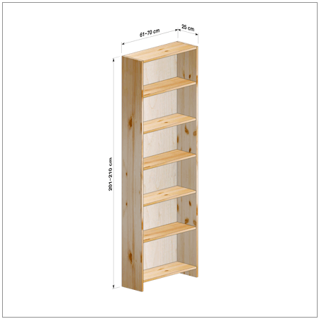 横幅61～70／高さ201～210／奥行25cmの本棚ユニット