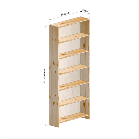 横幅81～90／高さ201～210／奥行25cmの本棚ユニット