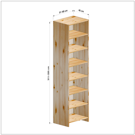 横幅51～60／高さ211～220／奥行45cmの本棚ユニット