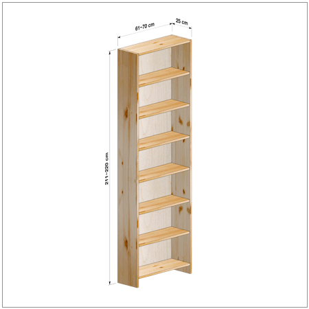 横幅61～70／高さ211～220／奥行25cmの本棚ユニット