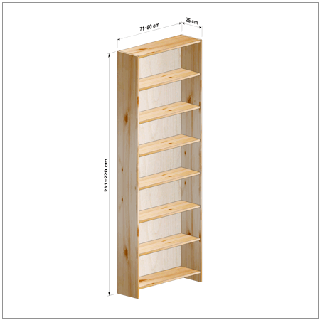 横幅71～80／高さ211～220／奥行25cmの本棚ユニット