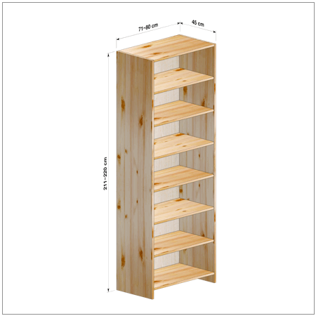 横幅71～80／高さ211～220／奥行45cmの本棚ユニット