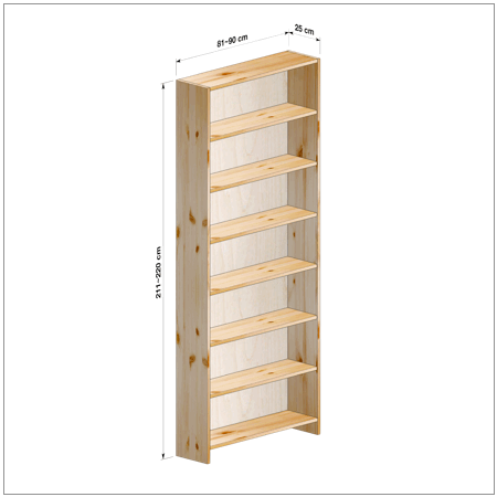 横幅81～90／高さ211～220／奥行25cmの本棚ユニット