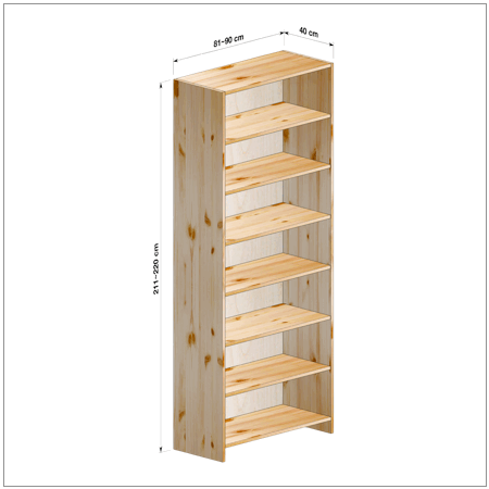 横幅81～90／高さ211～220／奥行40cmの本棚ユニット