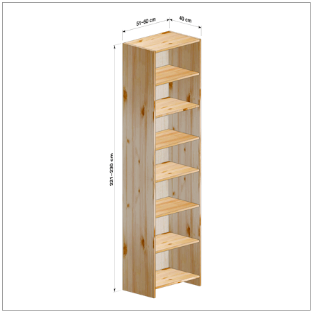 横幅51～60／高さ221～230／奥行40cmの本棚ユニット