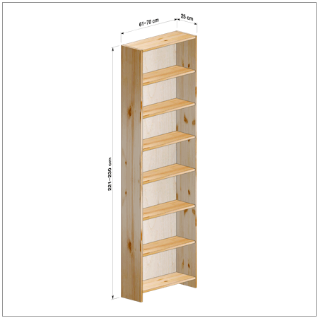 横幅61～70／高さ221～230／奥行25cmの本棚ユニット