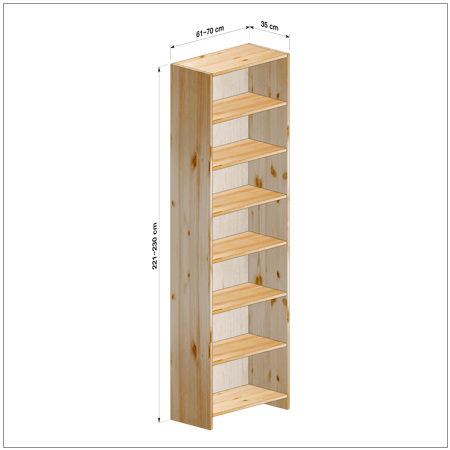 横幅61～70／高さ221～230／奥行35cmの本棚ユニット