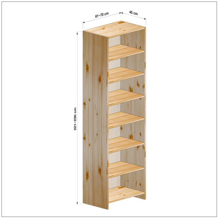 横幅61～70／高さ221～230／奥行45cmの本棚ユニット
