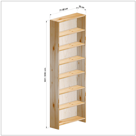 横幅71～80／高さ221～230／奥行25cmの本棚ユニット