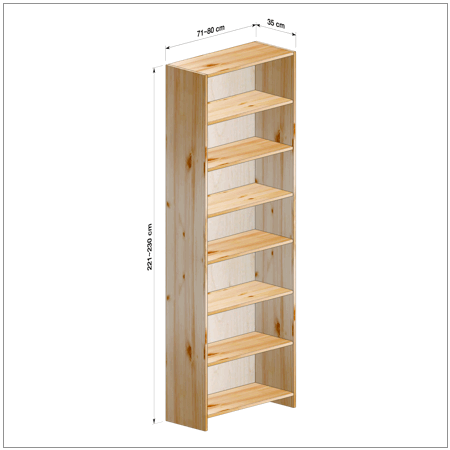 横幅71～80／高さ221～230／奥行35cmの本棚ユニット