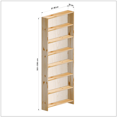 横幅81～90／高さ221～230／奥行20cmの本棚ユニット