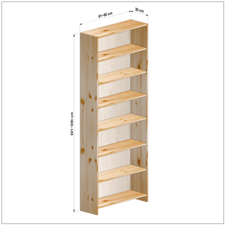 横幅81～90／高さ221～230／奥行30cmの本棚ユニット