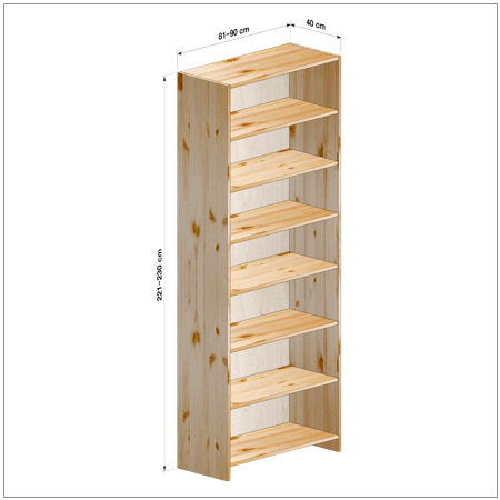 横幅81～90／高さ221～230／奥行40cmの本棚ユニット